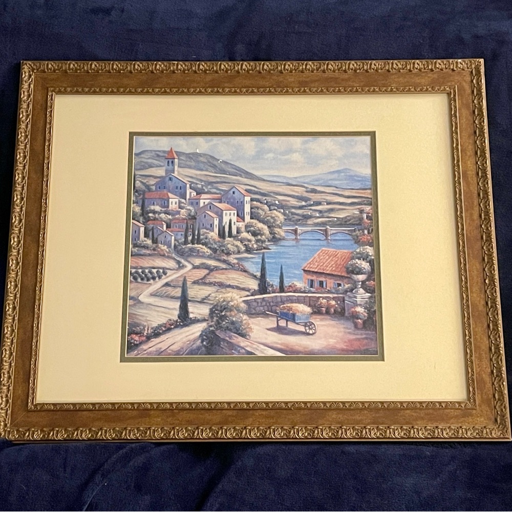 Framed Landscape Painting with Gold Frame
